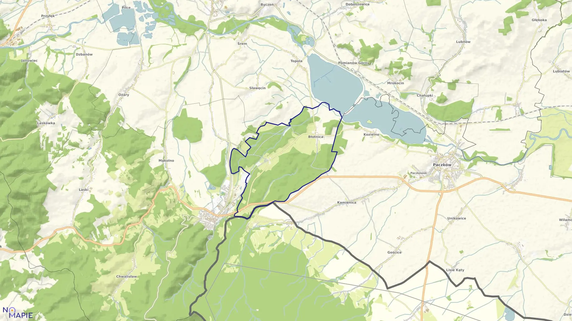 Mapa obrębu BŁOTNICA w gminie Złoty Stok