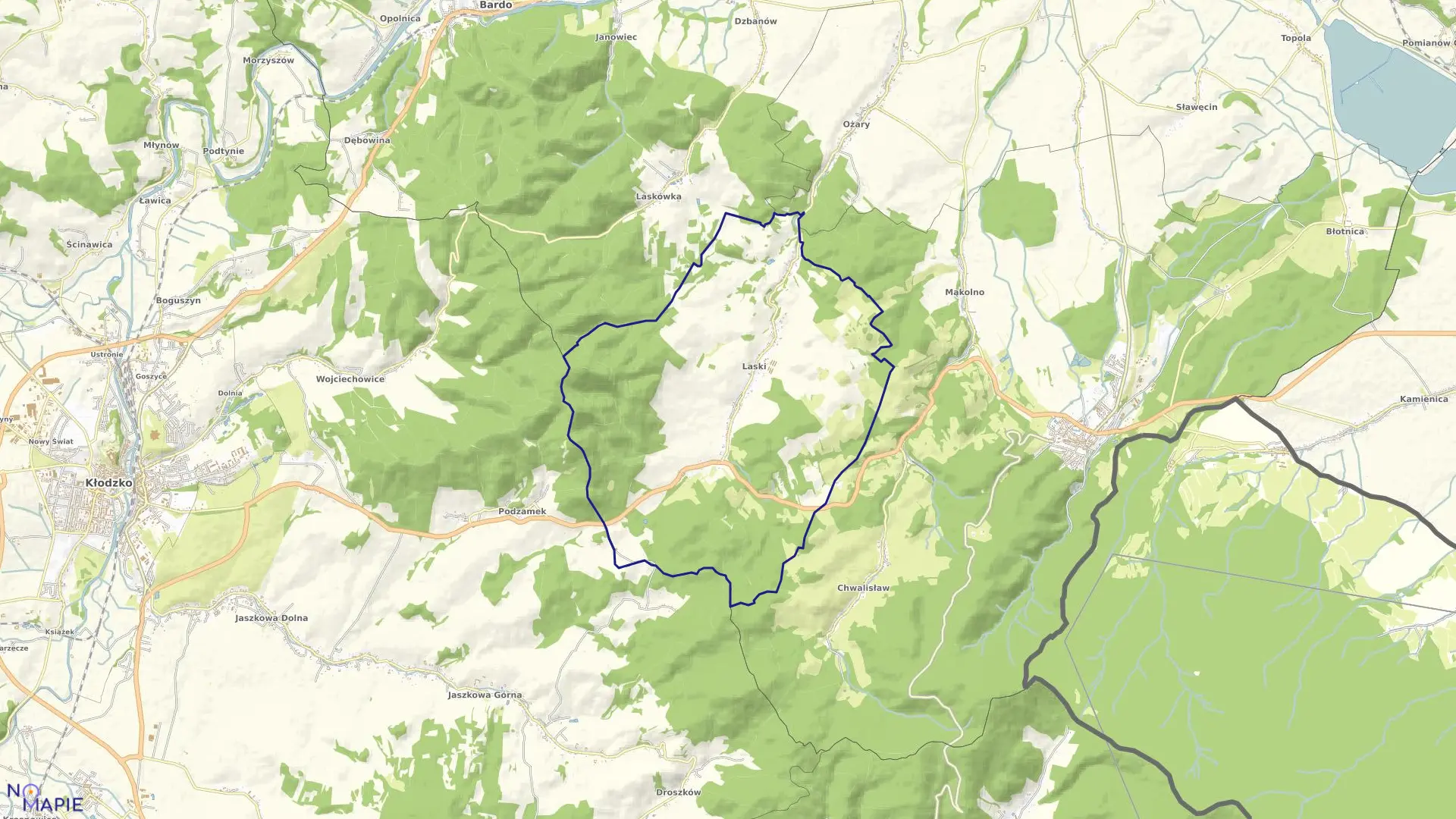 Mapa obrębu LASKI w gminie Złoty Stok