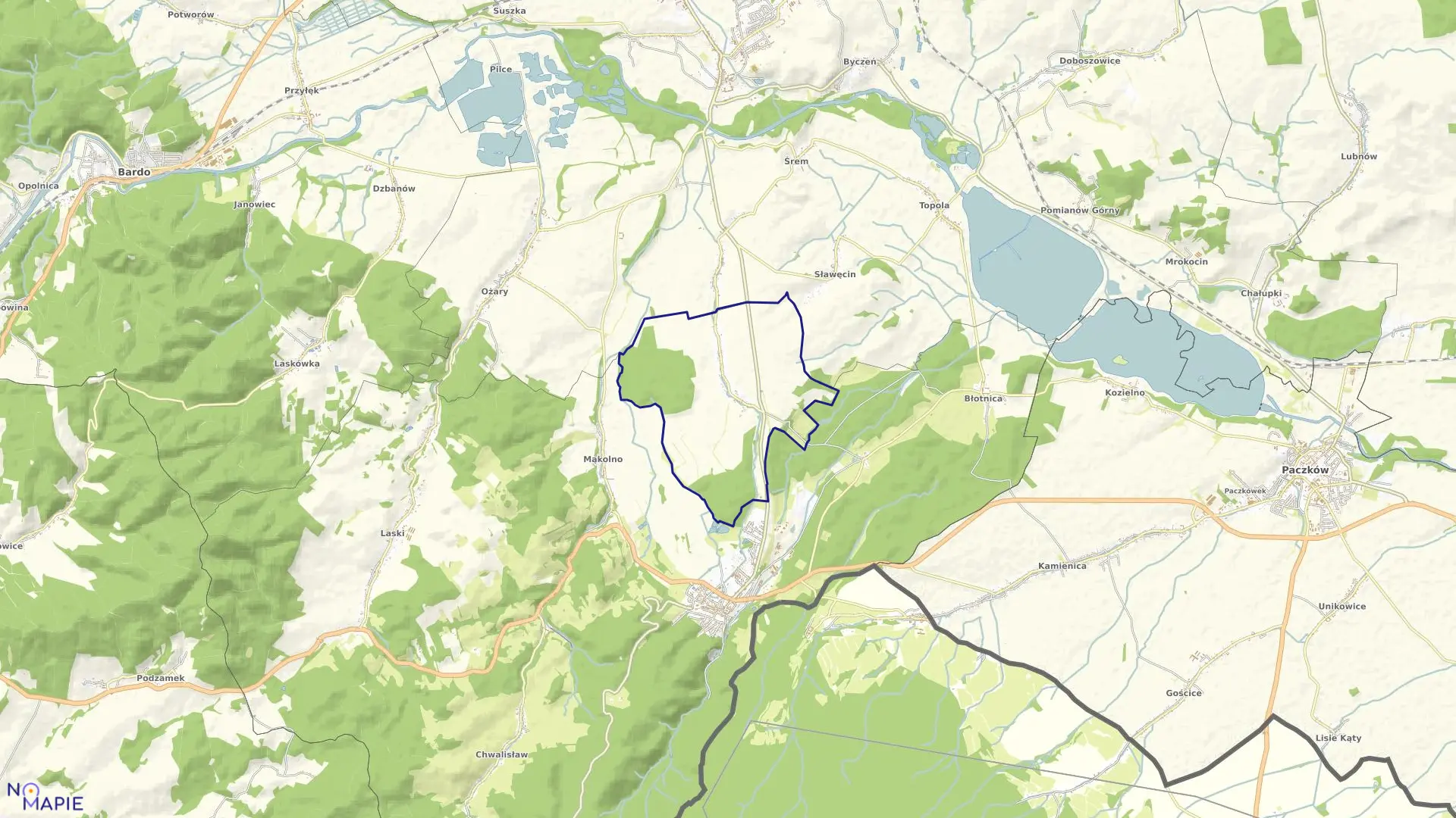Mapa obrębu PŁONICA w gminie Złoty Stok
